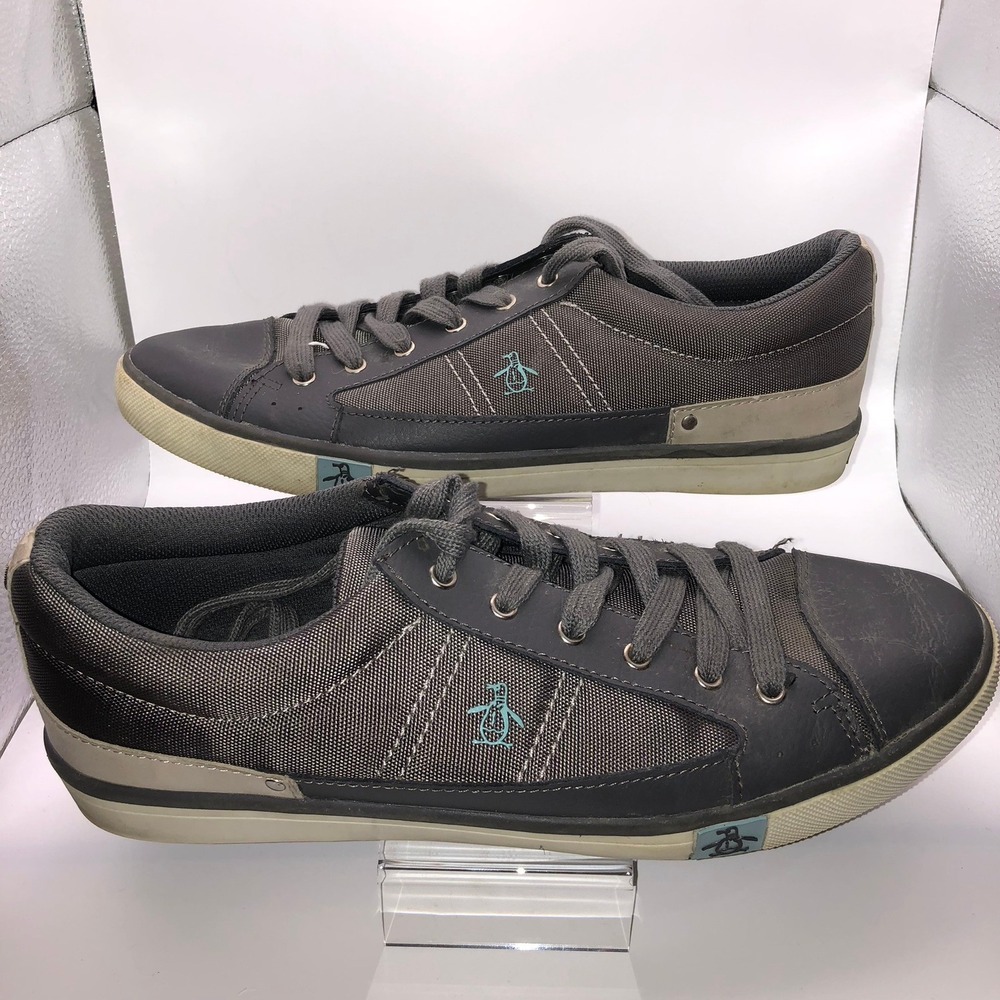 Original Penguin Men's Gray Canvas Lace Up Casual Sneakers Shoes Size‎ 11